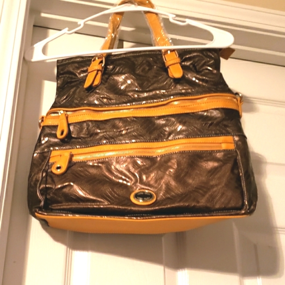 Bella Tote Large Capacity Bag Penny Brown Mustered Yellow
